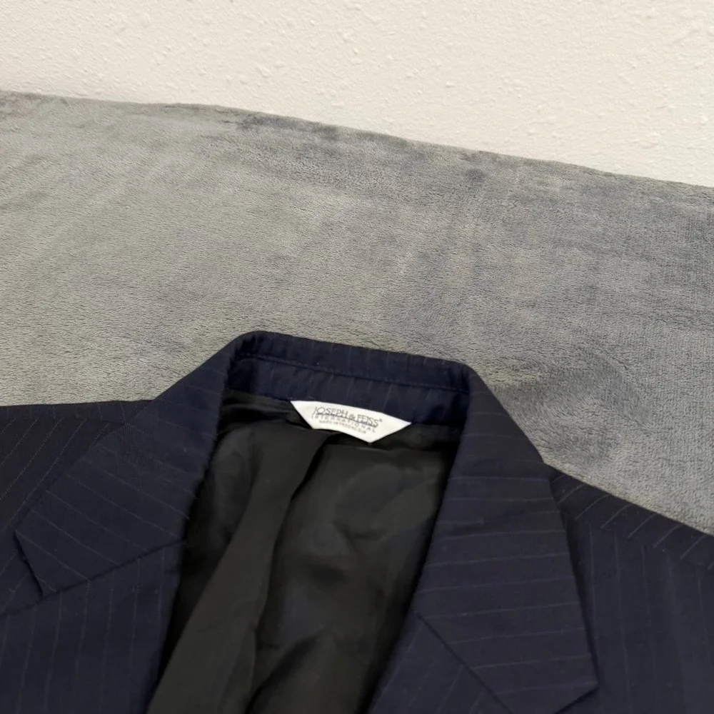 Joseph & Feiss International Blazer Mens 40 Regular Navy Blue Pinstripe Wool